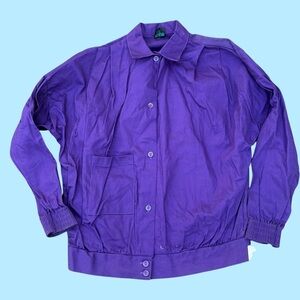 VTG 80s Gazelle Purple Cotton Shirt Jacket USA Made Women’s S Shacket NOS Ribbed
